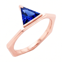 Blue Sapphire Gemstone Trillion Ring 14K Rose Gold 1 Carat Jewellery
