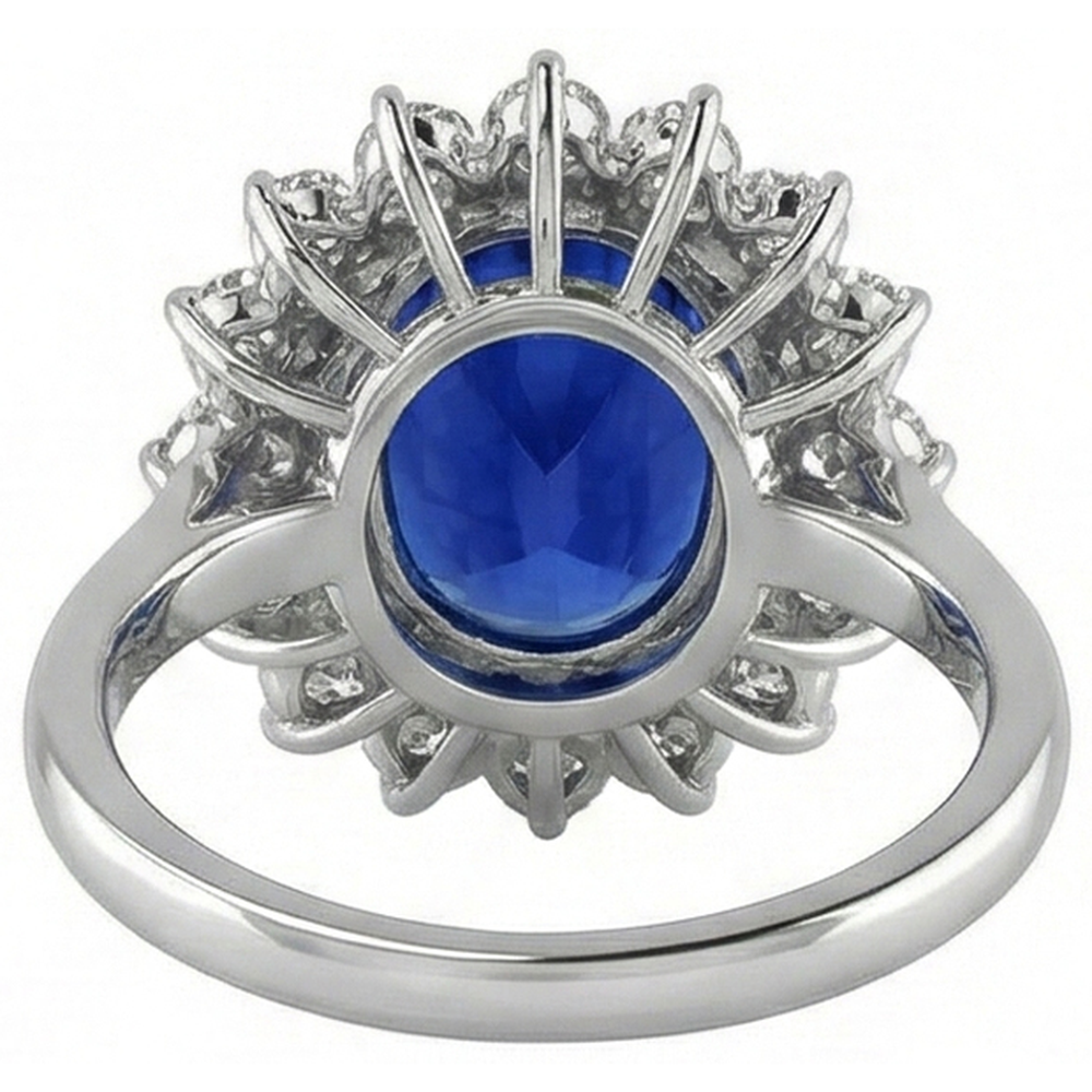 Blue Sapphire Gold 14K Natural Earth Mined Diamond Ring