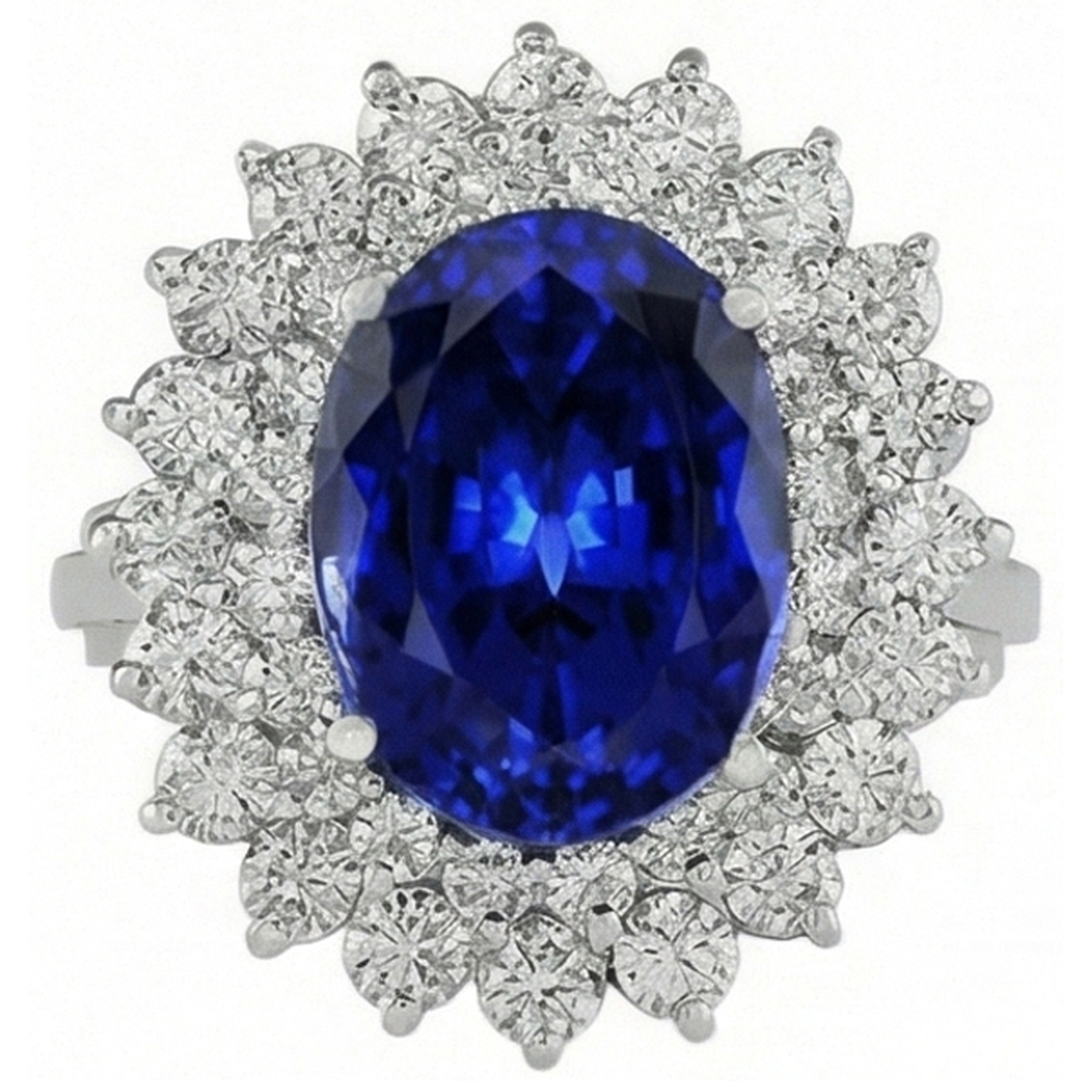 Blue Sapphire Gold 14K Natural Earth Mined Diamond Ring