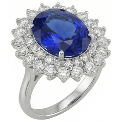 Blue Sapphire Gold 14K Natural Earth Mined Diamond Ring
