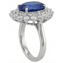 Blue Sapphire Gold 14K Natural Earth Mined Diamond Ring