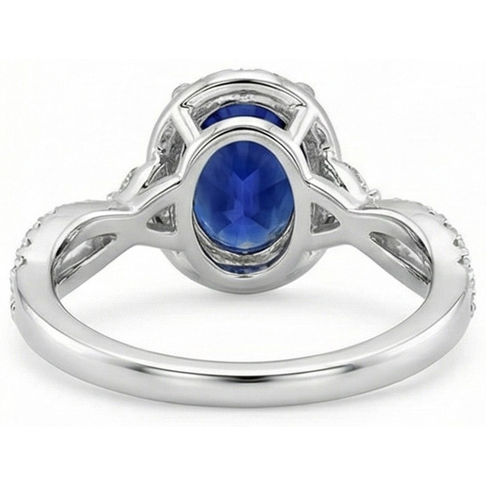 natural round sapphire 5ct ring three quarter angle