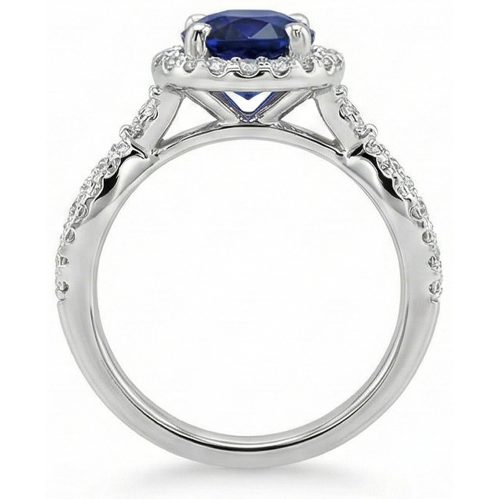 natural round sapphire 5ct ring band detail