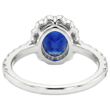 Blue Sapphire Halo Engagement Ring Oval & Round Natural Earth Mined Diamonds 5.50 Carats