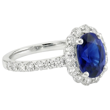 Blue Sapphire Halo Engagement Ring Oval & Round Natural Earth Mined Diamonds 5.50 Carats