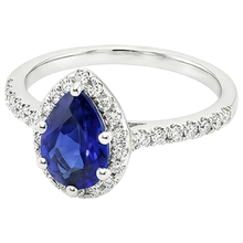 Blue Sapphire Halo Engagement Ring White Gold Accents 5.50 Carats