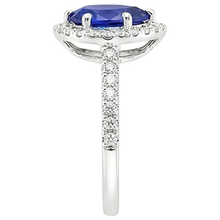 Blue Sapphire Halo Engagement Ring White Gold Accents 5.50 Carats