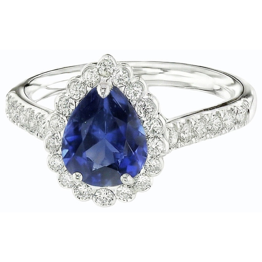natural round sapphire 3.50ct ring close up detail