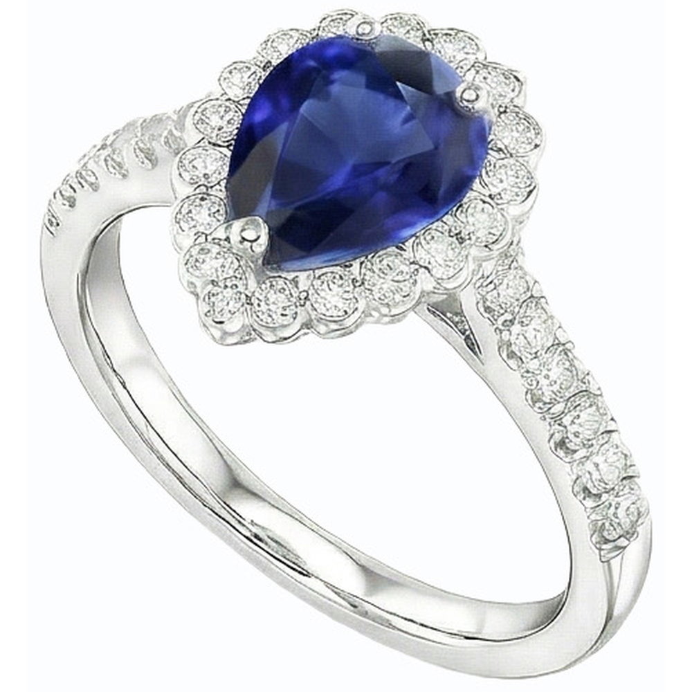 natural round sapphire 3.50ct ring profile view