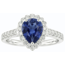 natural round sapphire 3.50ct ring on white background