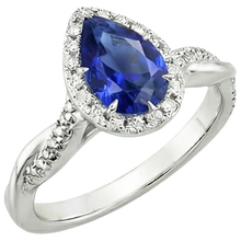Blue Sapphire Halo Natural Earth Mined Diamond Ring Prongs Pear Cut Stone 7.25 Carats Gold