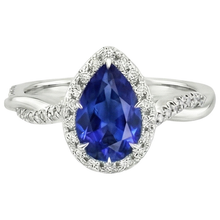 Blue Sapphire Halo Natural Earth Mined Diamond Ring Prongs Pear Cut Stone 7.25 Carats Gold