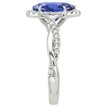 Blue Sapphire Halo Natural Earth Mined Diamond Ring Prongs Pear Cut Stone 7.25 Carats Gold