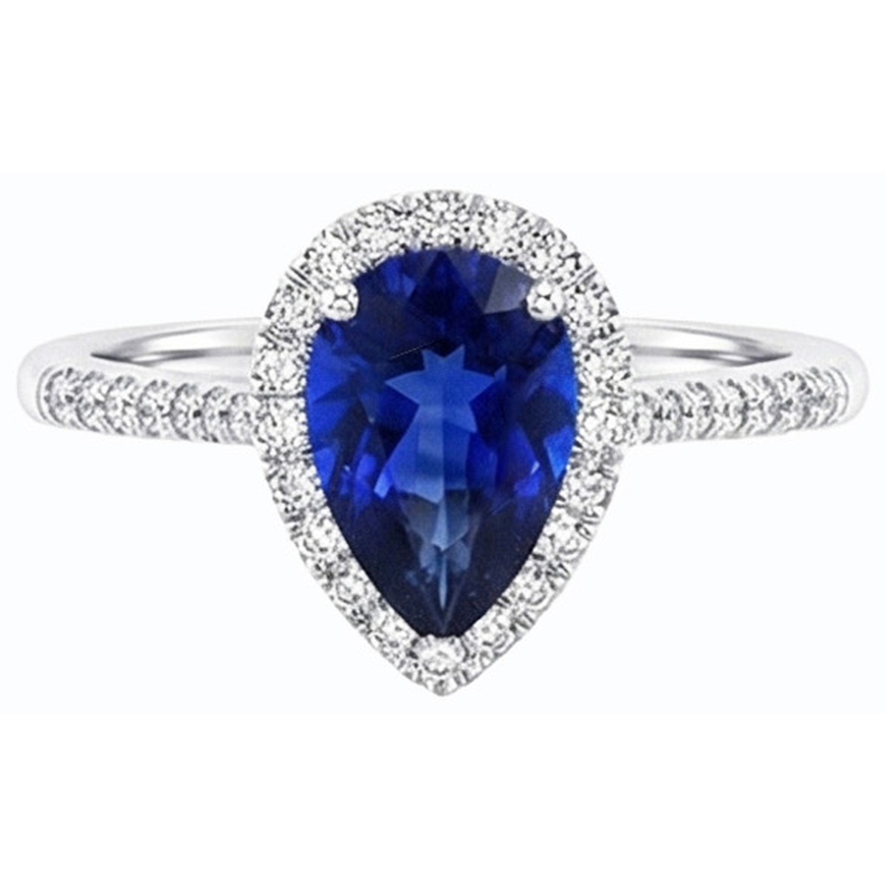 natural round sapphire 3.50ct ring on white background