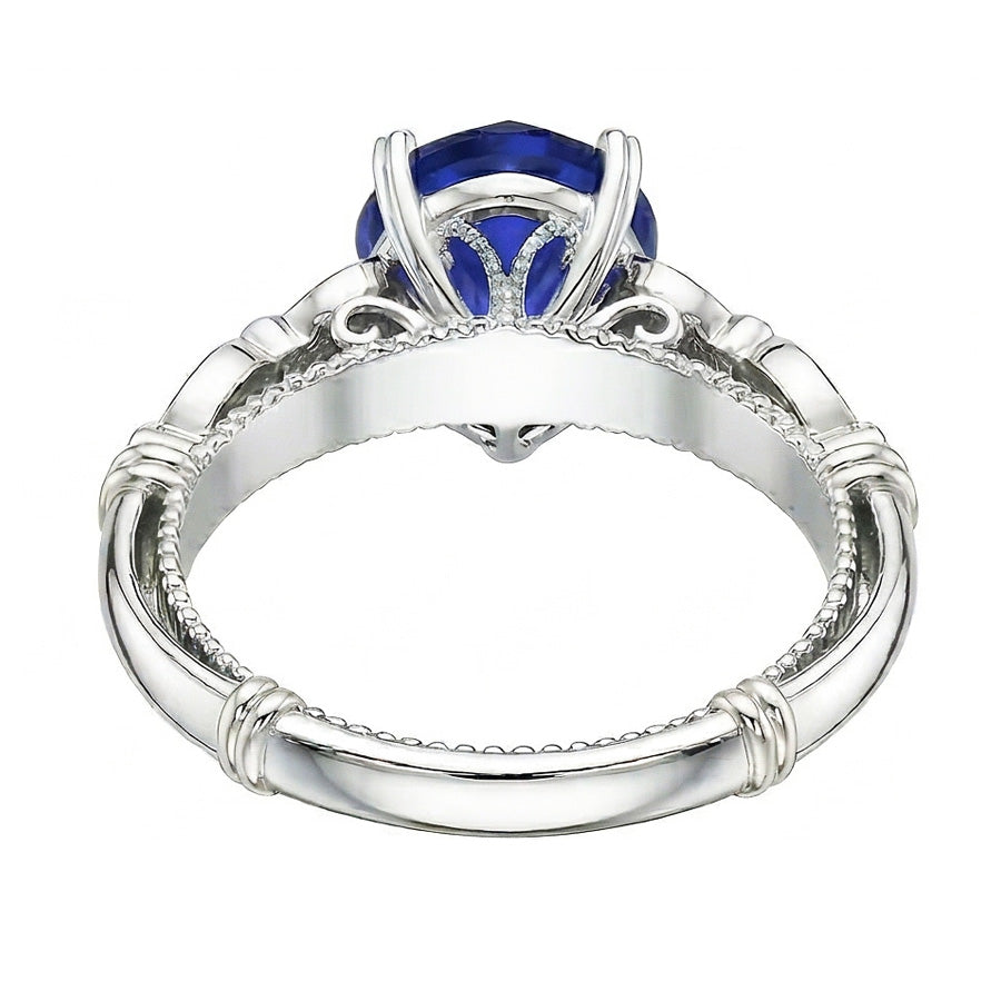 natural round sapphire 2.50ct ring top view