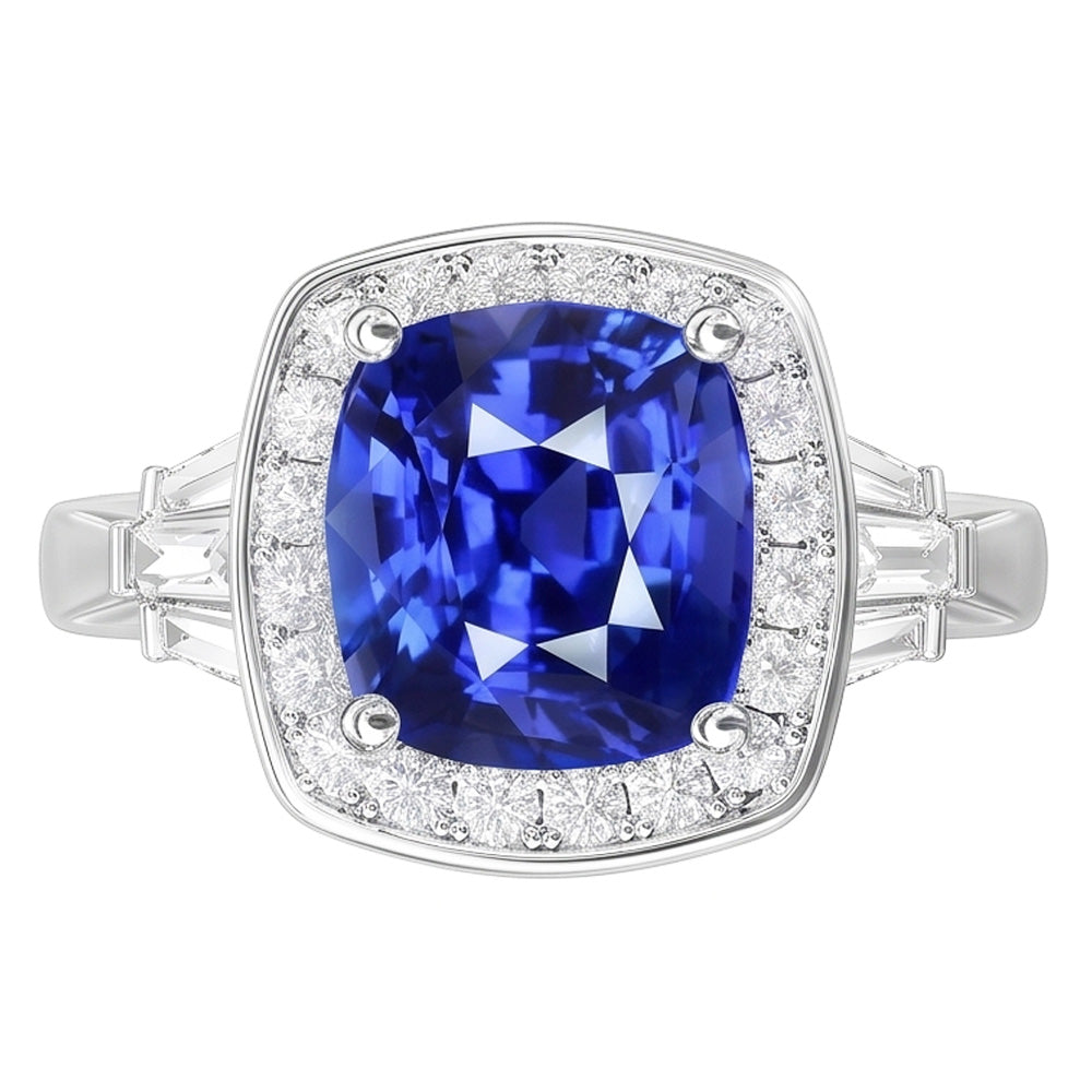 Blue Sapphire Jewellery And Natural Earth Mined Diamond Ring