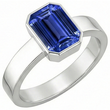 Blue Sapphire Mens Ring Solitaire Bezel Set Emerald 3 Ct Thick Shank