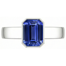 Blue Sapphire Mens Ring Solitaire Bezel Set Emerald 3 Ct Thick Shank