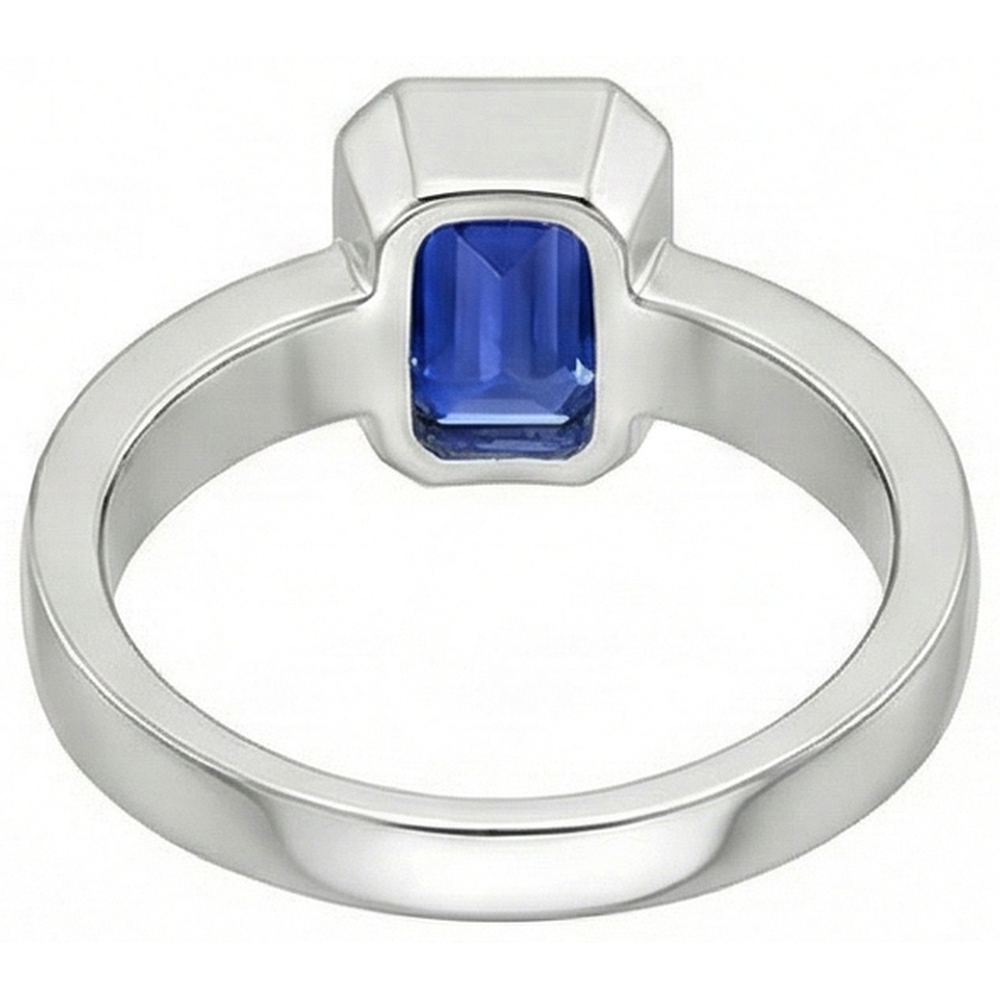 Blue Sapphire Mens Ring Solitaire Bezel Set Emerald 3 Ct Thick Shank