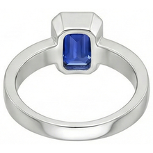 Blue Sapphire Mens Ring Solitaire Bezel Set Emerald 3 Ct Thick Shank
