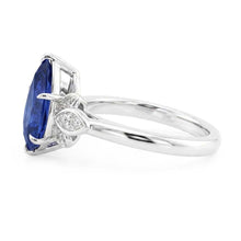 Blue Sapphire Natural Earth Mined Diamond Anniversary Ring 2 Carats Pear Cut Prong Set New