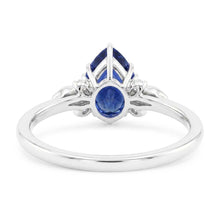 Blue Sapphire Natural Earth Mined Diamond Anniversary Ring 2 Carats Pear Cut Prong Set New
