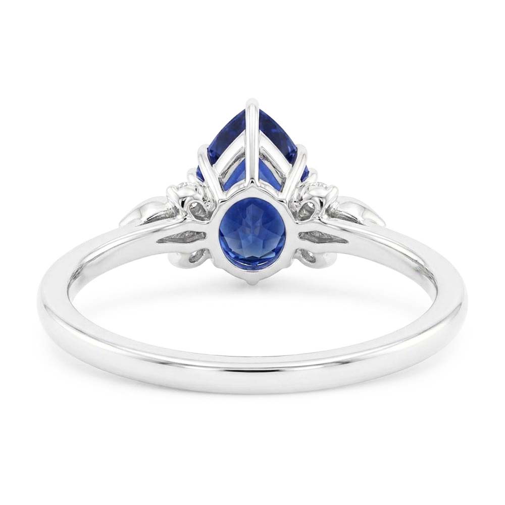 Blue Sapphire Natural Earth Mined Diamond Anniversary Ring 2 Carats Pear Cut Prong Set New
