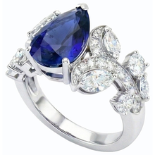 Blue Sapphire Natural Earth Mined Diamond Cocktail Ring