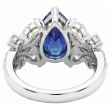 Blue Sapphire Natural Earth Mined Diamond Cocktail Ring