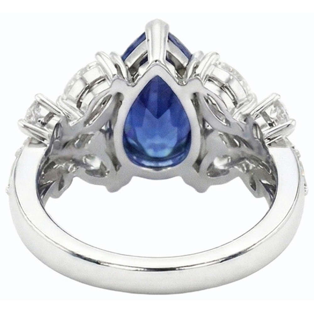 Blue Sapphire Natural Earth Mined Diamond Cocktail Ring