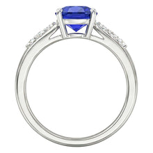 Blue Sapphire Natural Earth Mined Diamond Cushion Engagement Ring 2 Carats White Gold