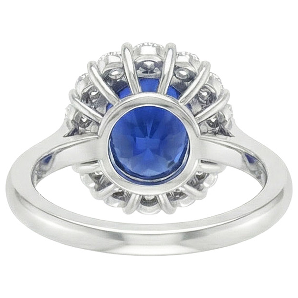 Blue Sapphire Natural Earth Mined Diamond Engagement Ring Oval Ceylon Gemstone 9.25 Carats