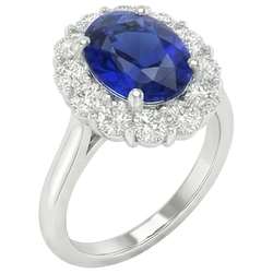 Blue Sapphire Natural Earth Mined Diamond Engagement Ring Oval Ceylon Gemstone 9.25 Carats