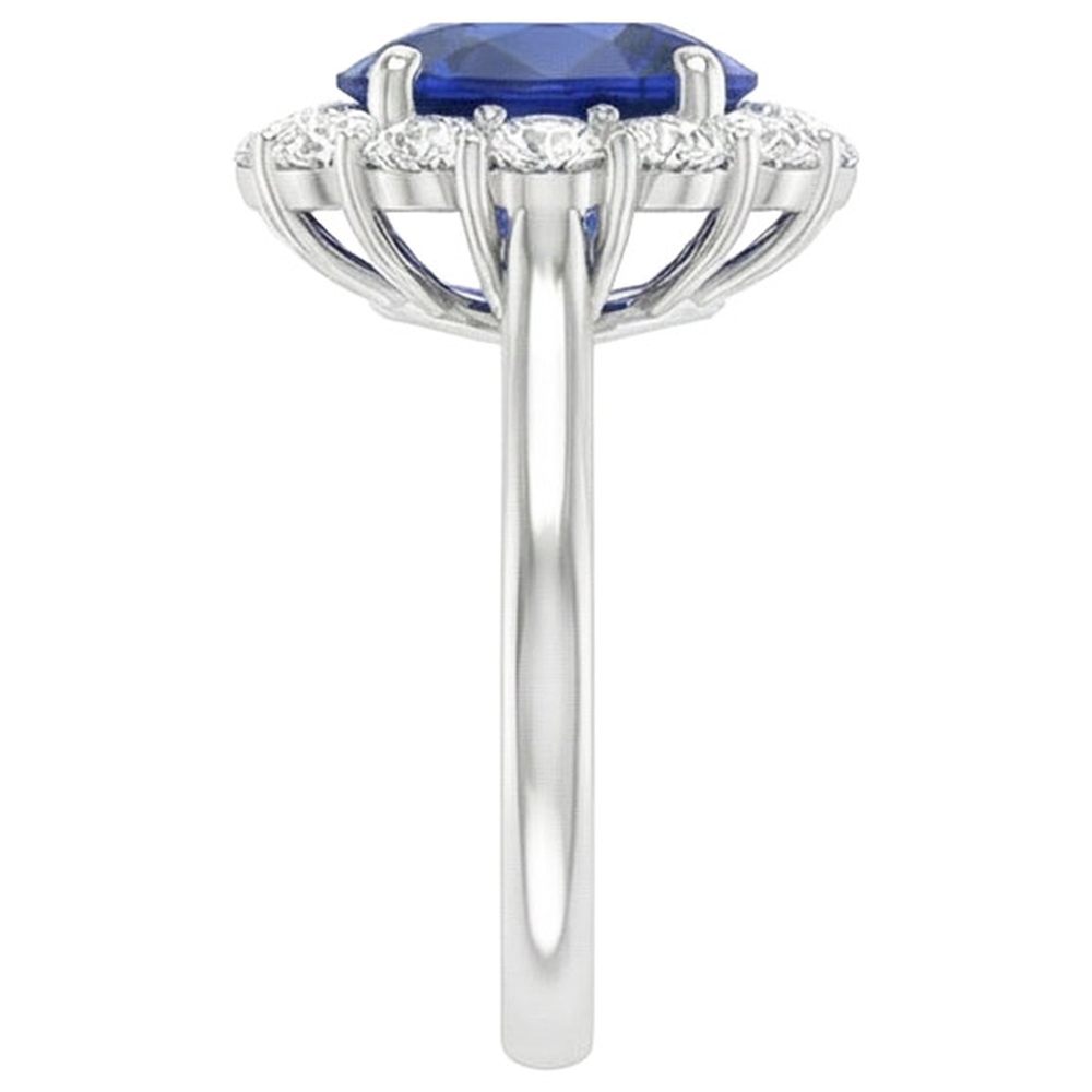 Blue Sapphire Natural Earth Mined Diamond Engagement Ring Oval Ceylon Gemstone 9.25 Carats