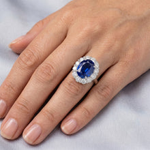 Blue Sapphire Natural Earth Mined Diamond Engagement Ring Oval Ceylon Gemstone 9.25 Carats