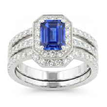Blue Sapphire Natural Earth Mined Diamond Engagement Ring Set 3.50 Carats Pave Set Jewellery