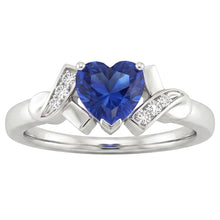 Blue Sapphire Natural Earth Mined Diamond Heart Ring Ribbon Style 2 Carats Ladies Jewellery