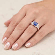 Blue Sapphire Natural Earth Mined Diamond Heart Ring Ribbon Style 2 Carats Ladies Jewellery