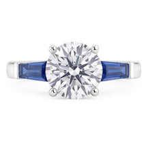 Blue Sapphire Natural Earth Mined Diamond Ring 3.20 Ct. 3 Stone Old Miner