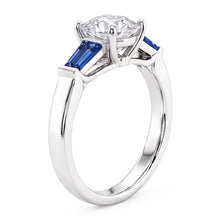 Blue Sapphire Natural Earth Mined Diamond Ring 3.20 Ct. 3 Stone Old Miner