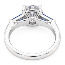 Blue Sapphire Natural Earth Mined Diamond Ring 3.20 Ct. 3 Stone Old Miner