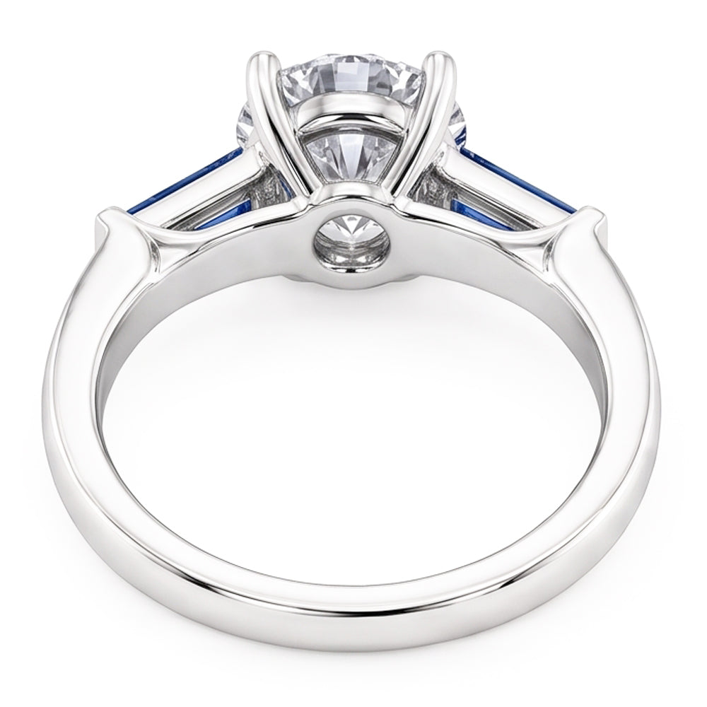 Blue Sapphire Natural Earth Mined Diamond Ring 3.20 Ct. 3 Stone Old Miner