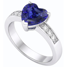 Blue Sapphire Natural Earth Mined Diamond Ring Heart Cut Gemstone Gold 14K 2.50 Carats