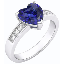 Blue Sapphire Natural Earth Mined Diamond Ring Heart Cut Gemstone Gold 14K 2.50 Carats