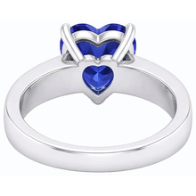 Blue Sapphire Natural Earth Mined Diamond Ring Heart Cut Gemstone Gold 14K 2.50 Carats