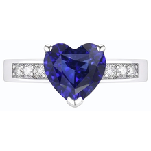 Blue Sapphire Natural Earth Mined Diamond Ring Heart Cut Gemstone Gold 14K 2.50 Carats