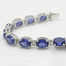 Blue Sapphire Natural Earth Mined Diamond Tennis Bracelet Prong Set 18 Carats Jewellery