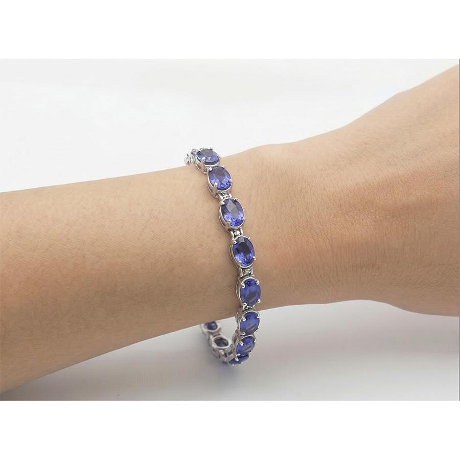 Blue Sapphire Natural Earth Mined Diamond Tennis Bracelet Prong Set 18 Carats Jewellery