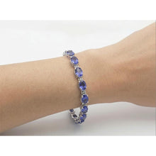Blue Sapphire Natural Earth Mined Diamond Tennis Bracelet Prong Set 18 Carats Jewellery
