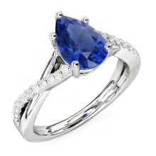 Blue Sapphire Natural Earth Mined Diamond Wedding Ring Jewellery Twist Style 2.50 Carats